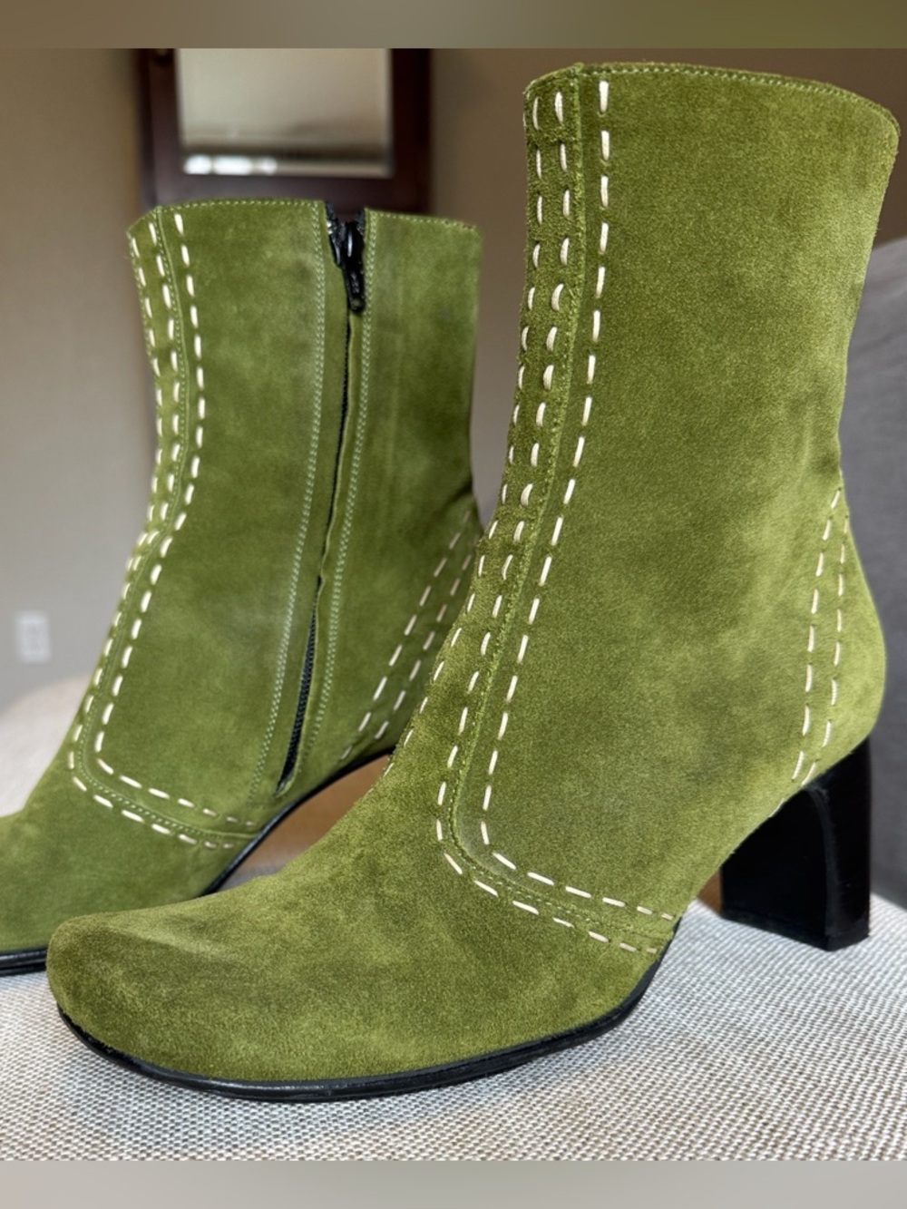 Fornarina Green Suede Bootie, Woman’s Size 38